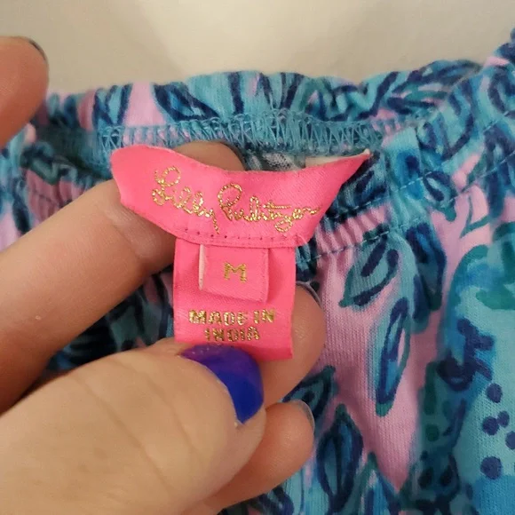 Lilly Pulitzer Collins Tank Dress Size Medium Knee Length Blue Pink - Picture 7 of 14